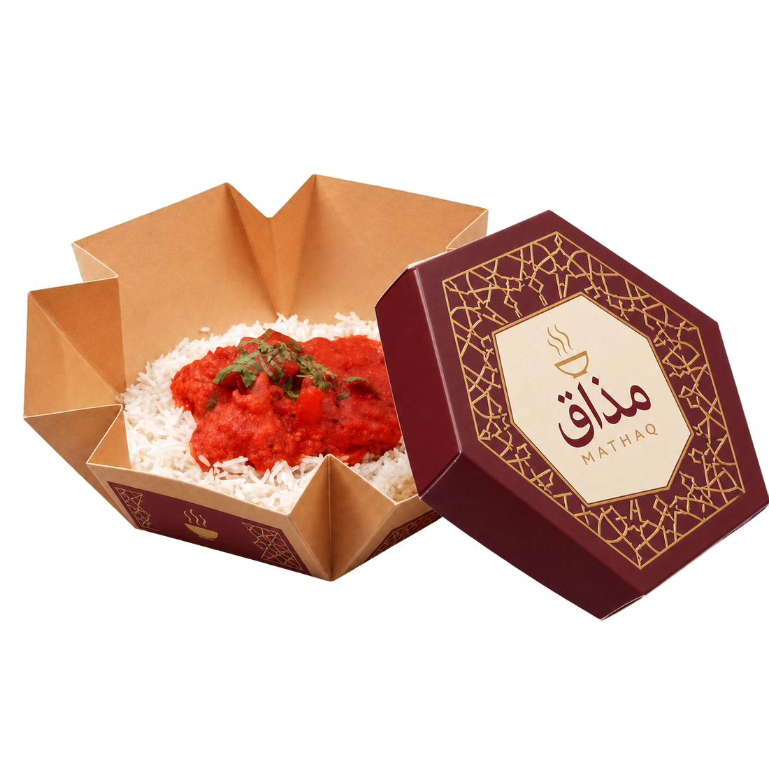 صورة بوكس رز ودجاج مطبوع حسب الطلب من طراز باك - تغليف وجبات الرز والدجاج
