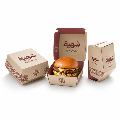 بوكس برجر مطبوع 12×12×8 سم