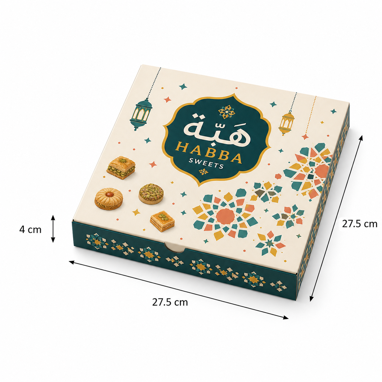 بوكس حلويات مربع 27.5 × 27.5 × 4 سم