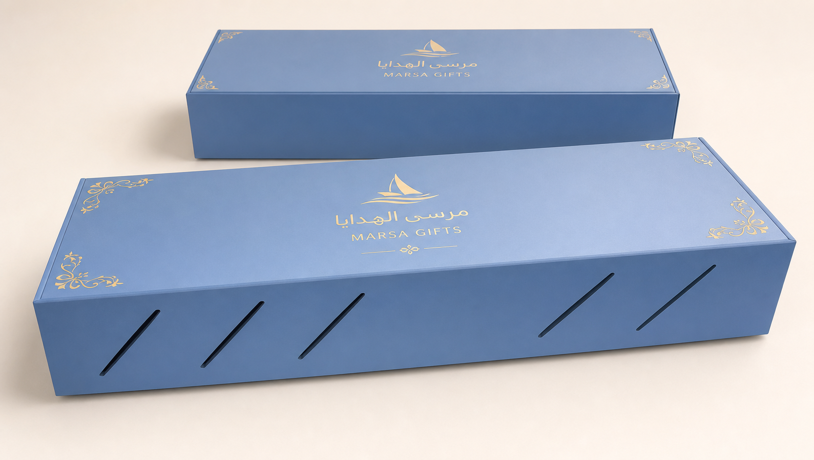 علبة مرسى الهدايا الطويلة بفتحات أمامية مائلة