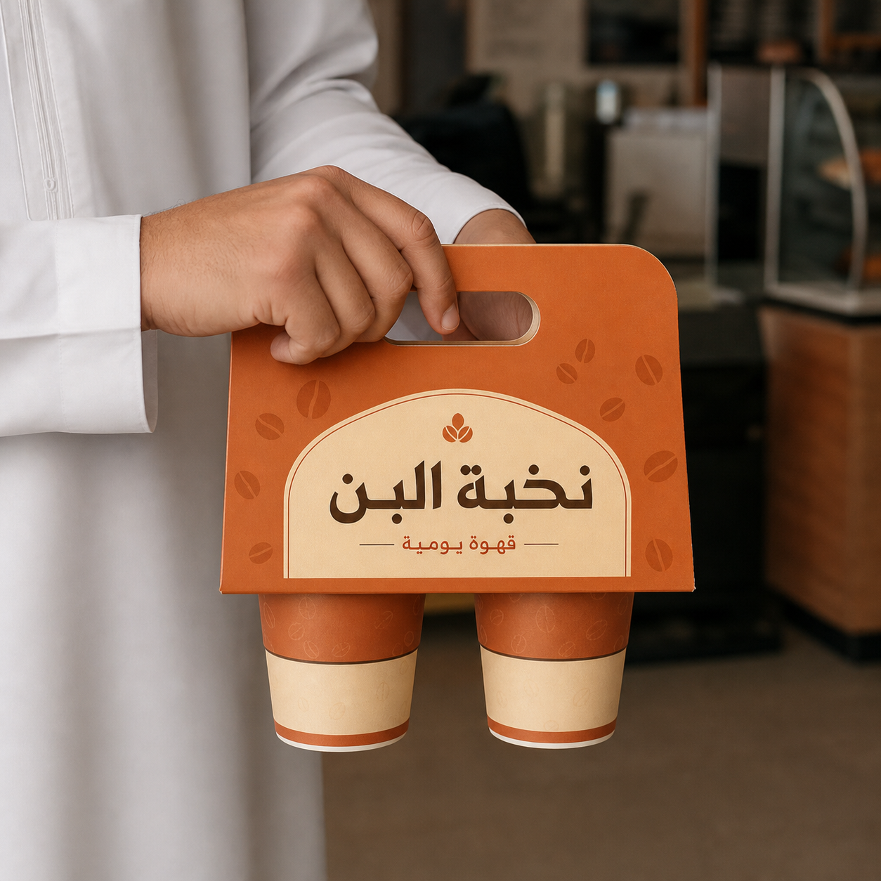 حامل أكواب كرتوني لكوبين