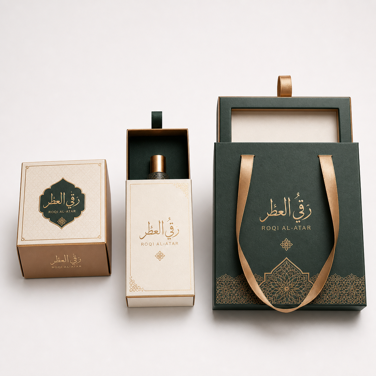 طقم تغليف عطور فاخر مع كيس وعلب